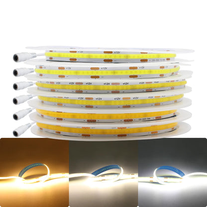FOB COB LED Strip Lights 12V 2M 3M 5M High Density Flexible Diode Tape Light 3000K 6000K Linear Dimmable 12 Volt Home Decoration
