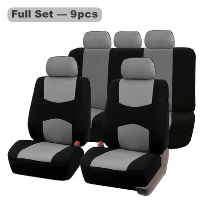 Four Seasons Fashion Universal 9 pcs Car Seat Cover Polyester Fabric Car Seat Cover