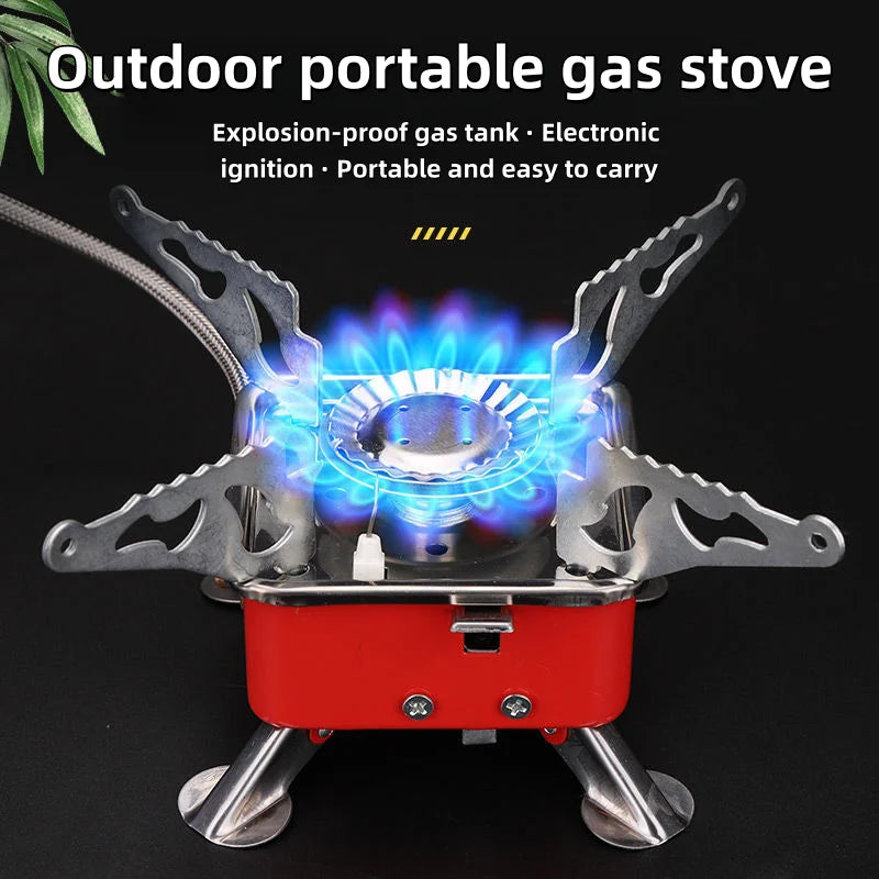 PortableMini Square Gas Stove for Camping Hiking and Travel Ultra Lightweight Folding Camping Cookware Outdoor Cooking Equipment