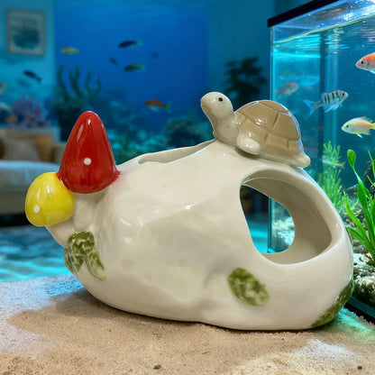 Ceramic aquarium ornament, designed for fish to rest on, adding a touch of nature to your aquarium