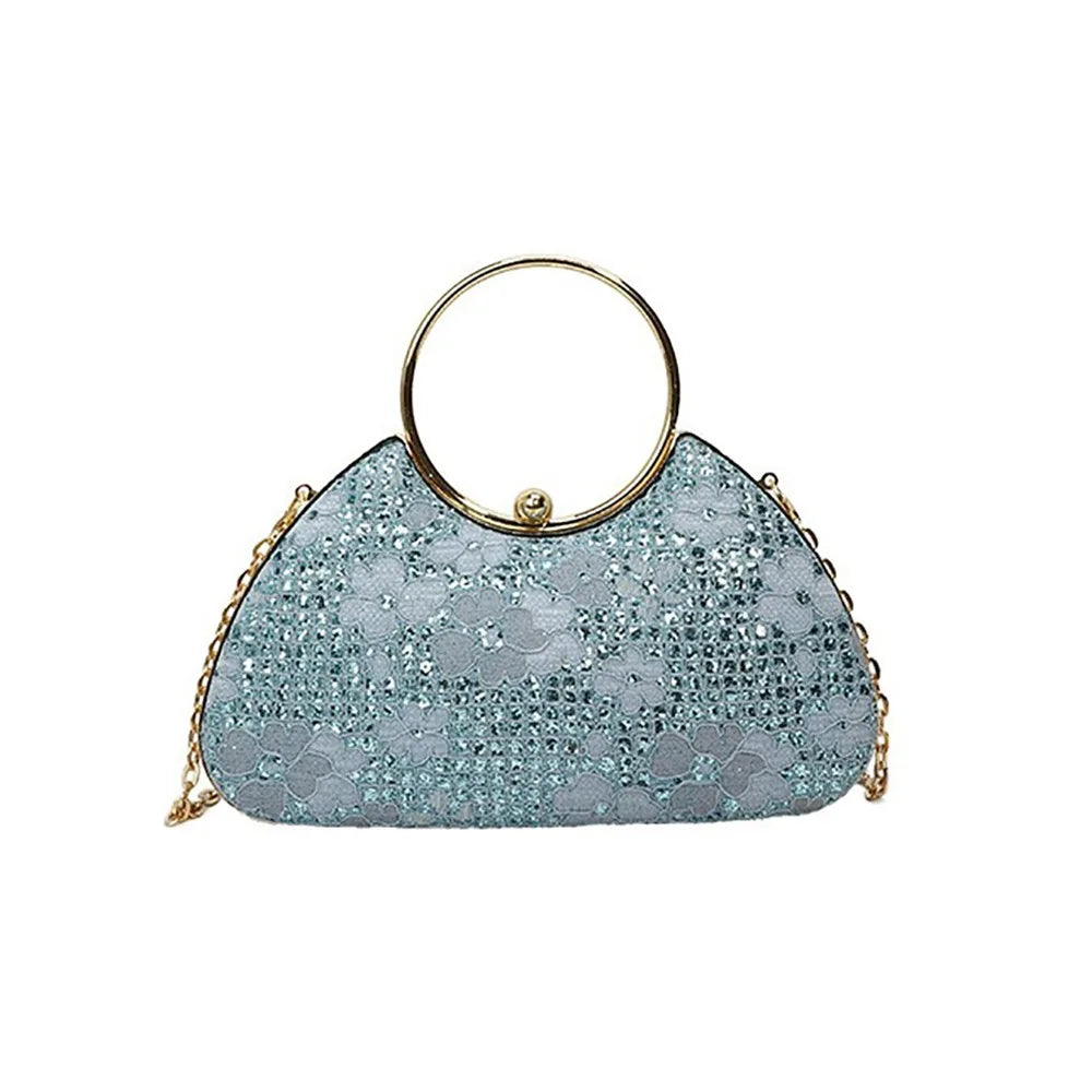 Fashion Polyester Fiber Evening Bags Elegant Chain Shoulder Bag Clutch Handbag Women