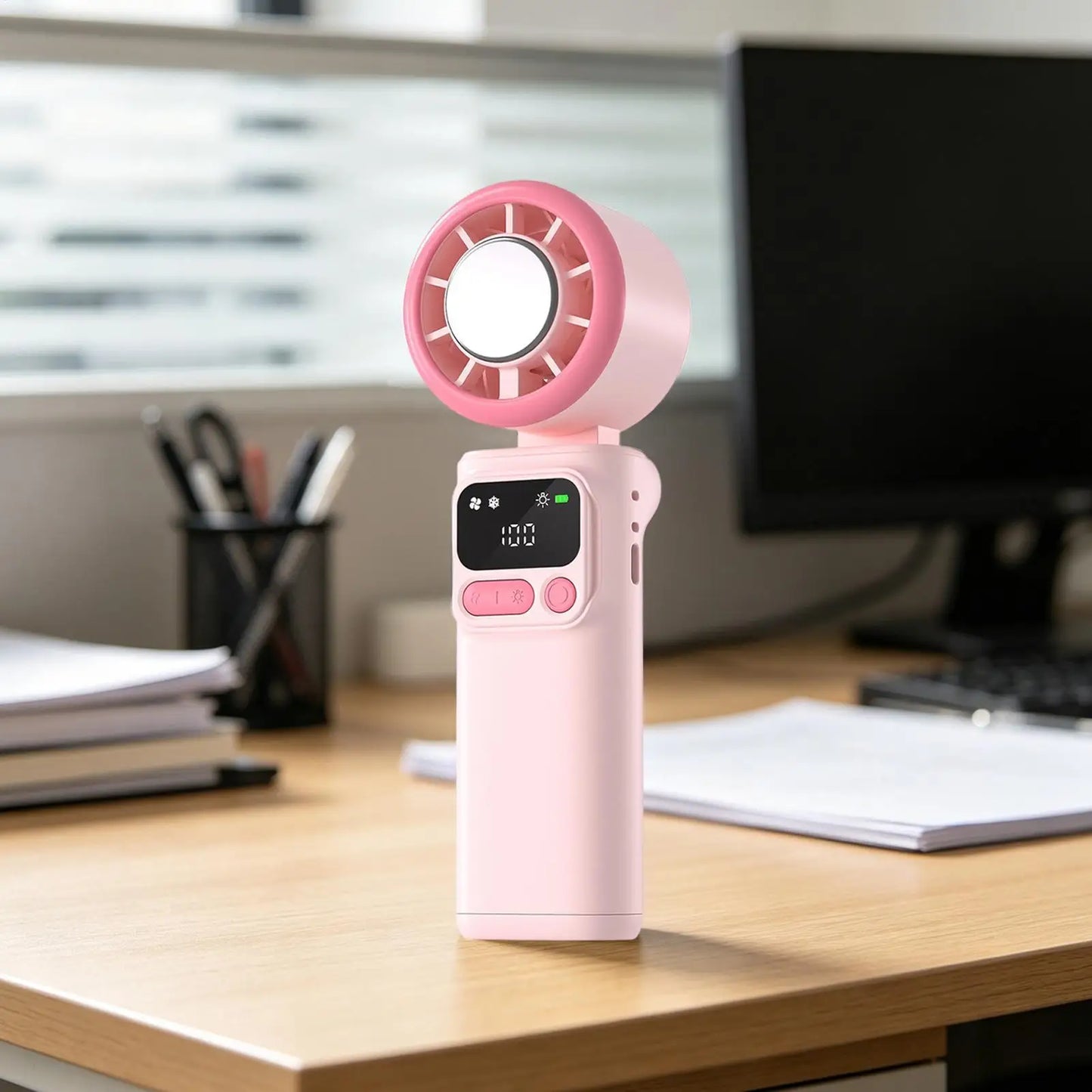 Portable Fan Handheld 5 Speeds Foldable Rechargeable Handheld Personal Fan For Outdoor Travel Beach Camping Hiking Home Office