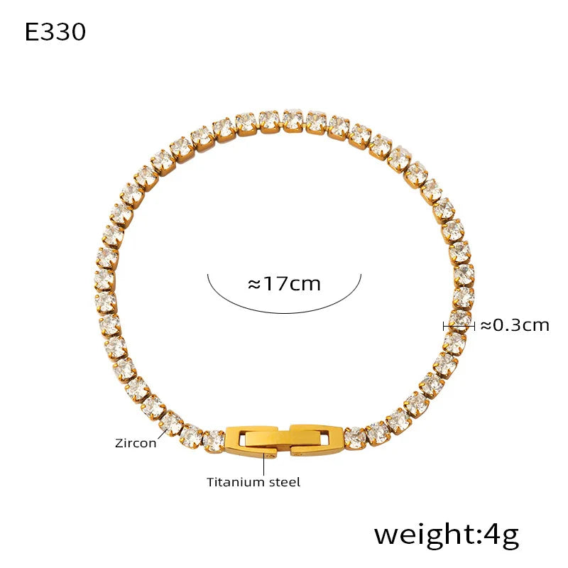 Fashion Colorful Zircon Bracelet Women's Stainless Steel Extension Chain Bracelet Female Summer Waterproof Jewelry