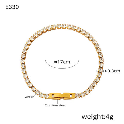 Fashion Colorful Zircon Bracelet Women's Stainless Steel Extension Chain Bracelet Female Summer Waterproof Jewelry