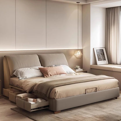 Bedroom Safe Wooden Bed Floor Double Comfortable Sleeping Large Size Bed Soft Fashion Interior Cama Matrimonial Furnitures