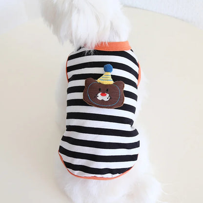 Pet Spring/summer Contrasting Striped Vest Spring/summer Cat Clothing Pet Dress Dog Clothes for Small Dogs Puppy Clothes