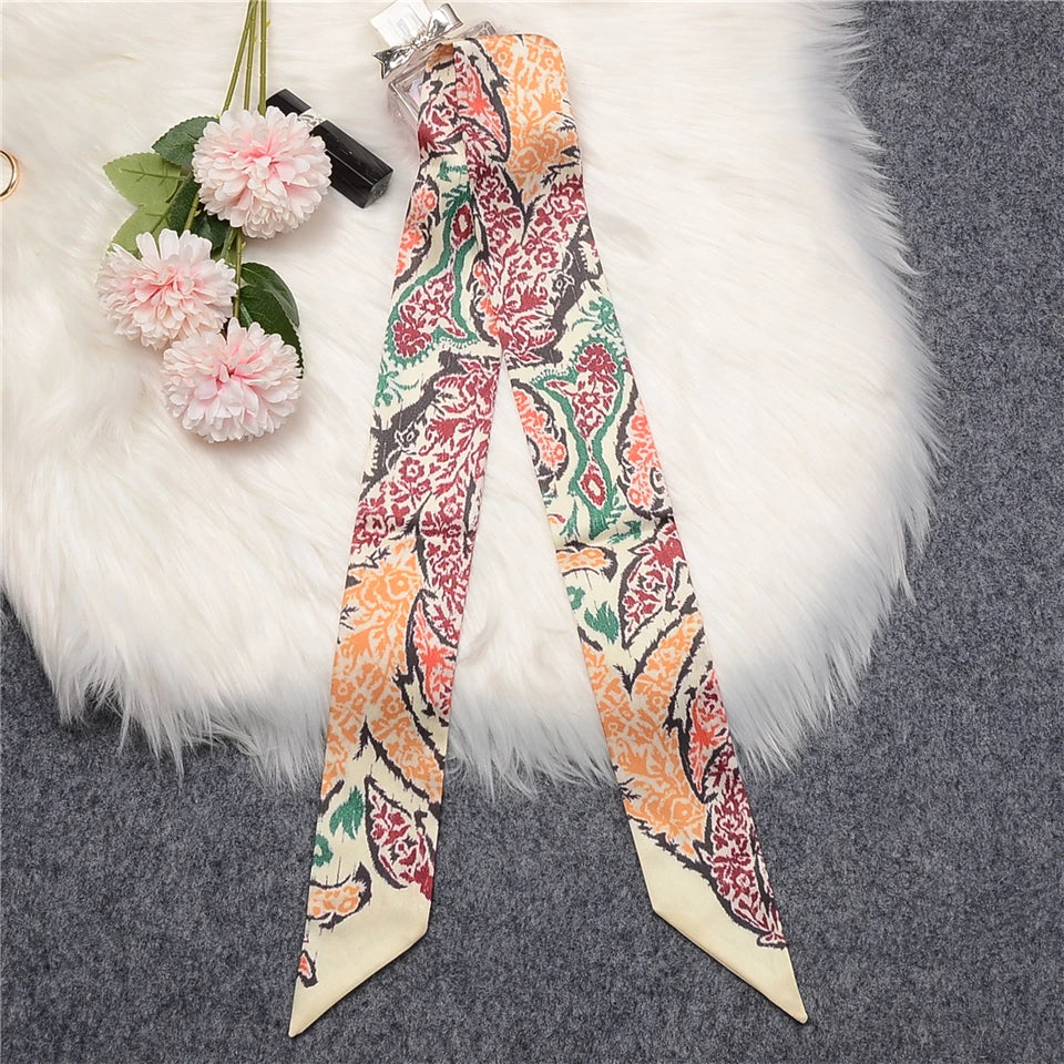 2024 New Luxury Brand Scarf Tarot Women Scarf Bag Hair Skinny Silk Scarves Design Foulard Neckerchief Headband For Ladies