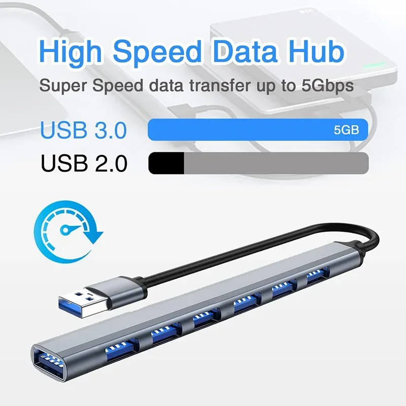 7 Port USB C Hub Multi Splitter 30 Adapter OTG For Xiaomi Lenovo Macbook 13 15 Air Pro PC Laptop Computer Accessories