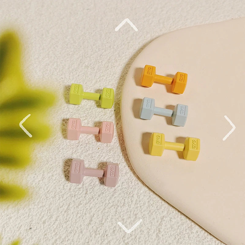 [JN] 1Pcs 1/12 Dollhouse Miniature Barbell Dumbbells Fitness Gym Mini Dumbbells Model Toys Weights Lifting Equipment Accessories