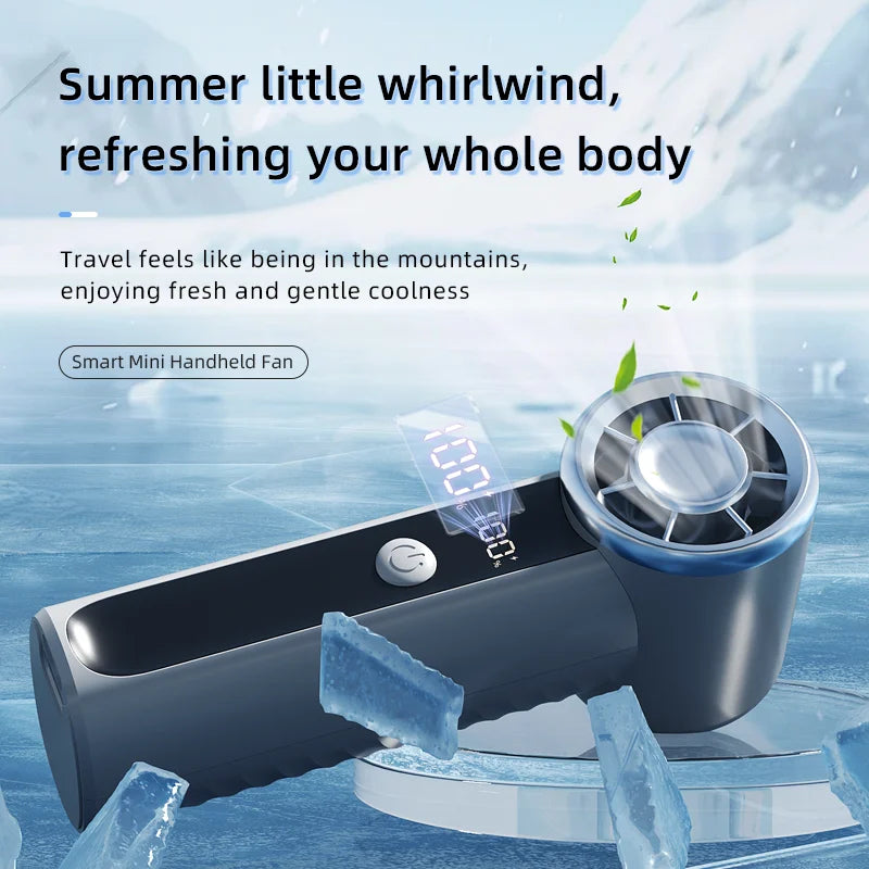Portable Mini Handheld Fan, 100 Speed USB Rechargeable Outdoor Handheld Mini Fan, With LED Display For Travel Camping 12m/s