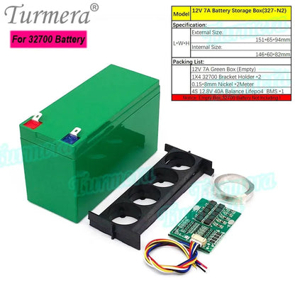 Turmera 12V 7A Lifepo4 Battery Box with 4S 40A Balance BMS 1X4 32650 32700 Holder Replace Lead-Acid Battery Use (Only Empty Box)