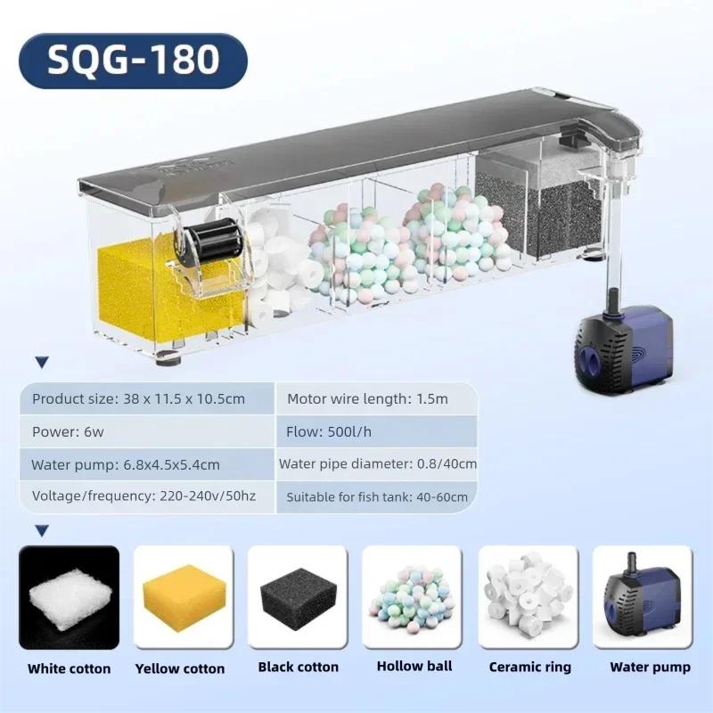 Fish Tank Filter Box External Wall Mounted Filter Water Circulation Three in One Aquarium Filter Small Fish Tank Filter