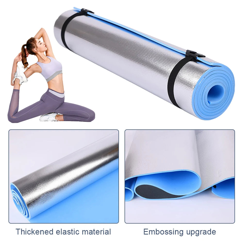 10/8/6mm Thickened Yoga Mat EVA Exercise Pad Aluminum Membrane Fitness Exercise Mat Portable Multifunction for Camping Picnic