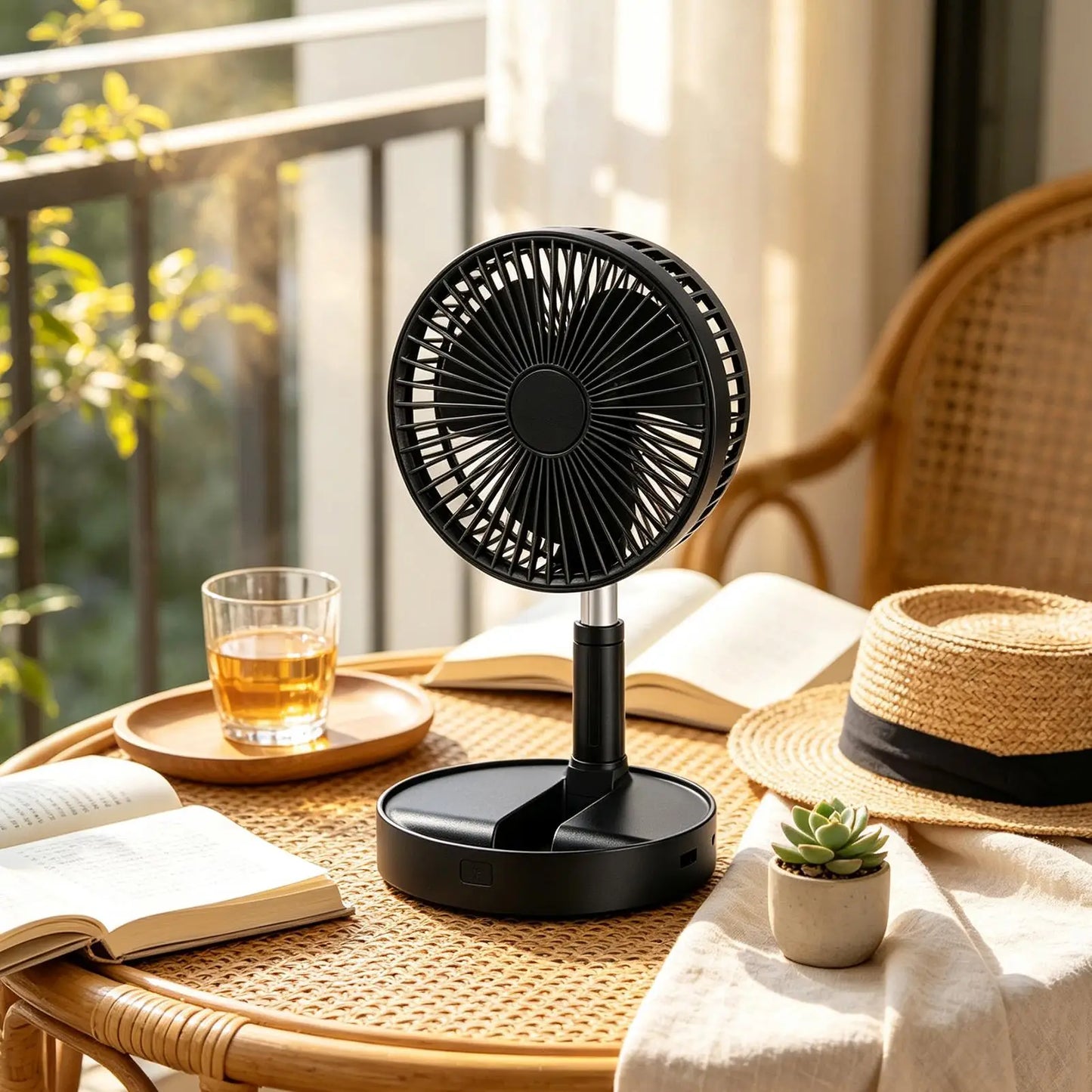 Portable Standing Fan 185-Degree Tilt Air Blower Silent Foldable Rechargeable Standing Fan For Home Outdoor Camping Travel Patio