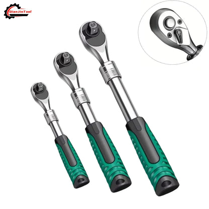 Ratchet Wrench 72 Tooth Telescopic 1/4 3/8 1/2 Inch Socket Automotive Nut Reversible Drive Wrench Mechanical Hand Repair Tool
