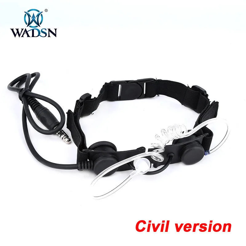 WADSN Airsoft Tactical Throat Microphone Headset Neck Laryngeal Military Earphone U94 PTT Fit Kenwood BaoFeng UV-5R UV-5X UV-82