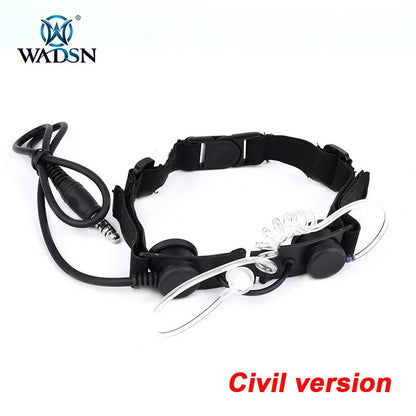 WADSN Airsoft Tactical Throat Microphone Headset Neck Laryngeal Military Earphone U94 PTT Fit Kenwood BaoFeng UV-5R UV-5X UV-82