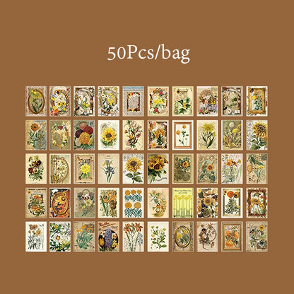 Mr. Paper, 50 Sheets/book,plant and Flower Themed Material Paper, Scrapbook, Diary, Decorative Wall Paintings,collage Card Paper