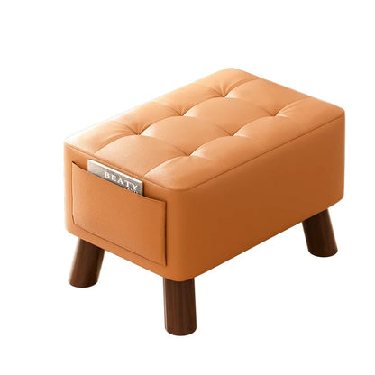 Home-use Small Stool, Living Room Minimalist Sofa Stool, Coffee Table Stool, Creative Leather Footstool, Square Stool, Small