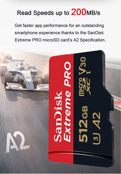 SanDisk Extreme PRO microSDXC UHS-I CARD 64GB 128G 256G 512GB 1TB Memory Card TF Card C10 V30 U3 4K UHD for action cameras drone