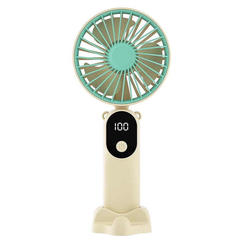 Portable Handheld Fan Mini USB Fan With 6 Speeds and Digital Display Foldable 3-in-1 Handheld Neck and Desktop Fan For Outdoor