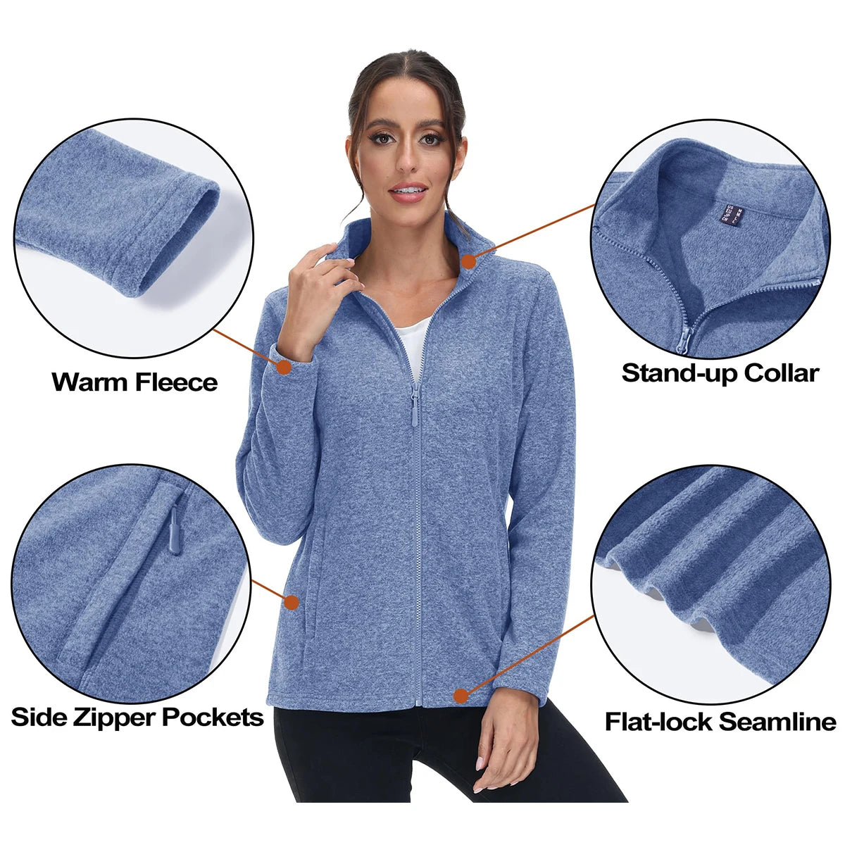 MAGCOMSEN Lightweight Women's Fleece Jackets Womens Athletic Warm Sweatshirts Casual Turtleneck Sweater Coat Sports Tops