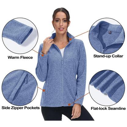 MAGCOMSEN Lightweight Women's Fleece Jackets Womens Athletic Warm Sweatshirts Casual Turtleneck Sweater Coat Sports Tops
