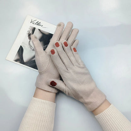 Women Creative Nail Polish Embroidery Gloves Grace Lady Fashion Vintage Driving Full Finger Mittens Girl Touch Screen Warm T124A