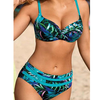 Sexy Push Up Bikini Set 2026 Women Printed Swimsuit Mid Waist Swimwear Female Bathers Swimming Bathing Swim Suit Beachwear