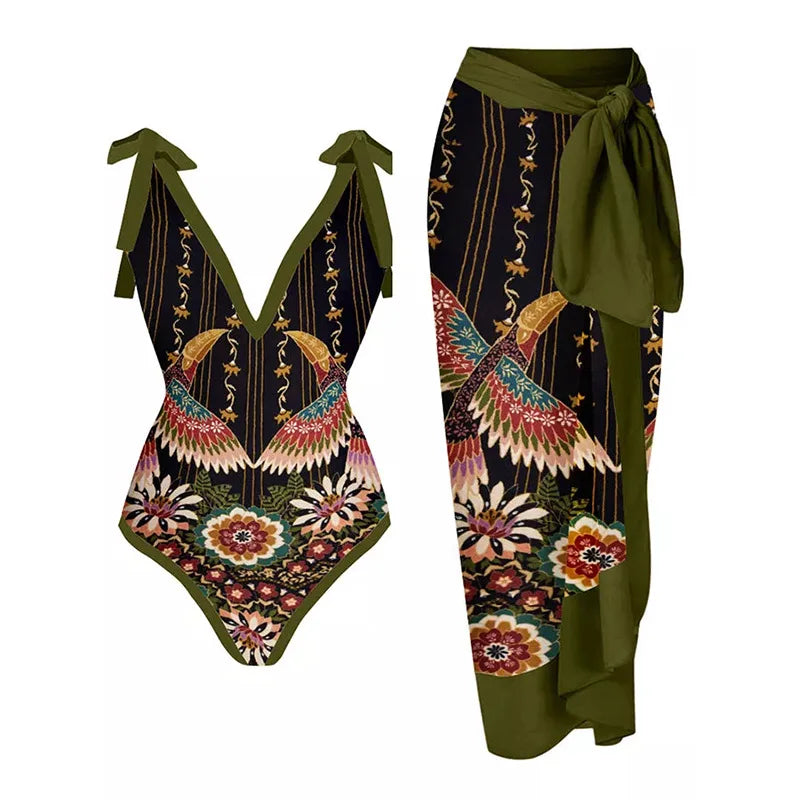 2023 New Arrival Push Up Women Bikini Set Floral Printed Ruffle Bikinis Strappy Bandage Swimwear Brazilian Biquini Bathing Suit