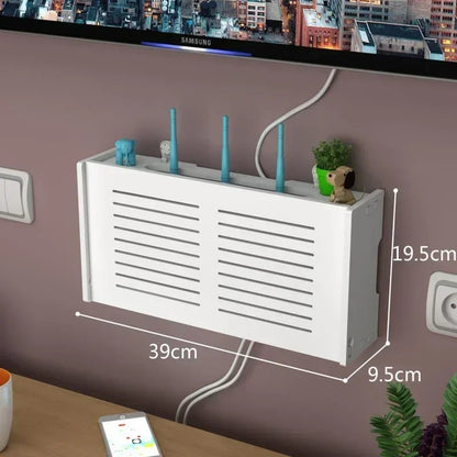 Large Wireless Wifi Router Shelf Storage Boxes Cable Power Plus Wire Bracket Wood-Plastic Wall Hanging Plug Board DIY Home Decor