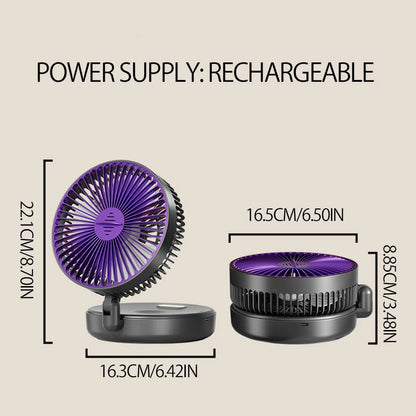 2024 New Rechargeable 3IN1 Multifunctional Portable Fan Wall Mounted Fan 90° Folding Fan 4 Gears With Warm Night Light