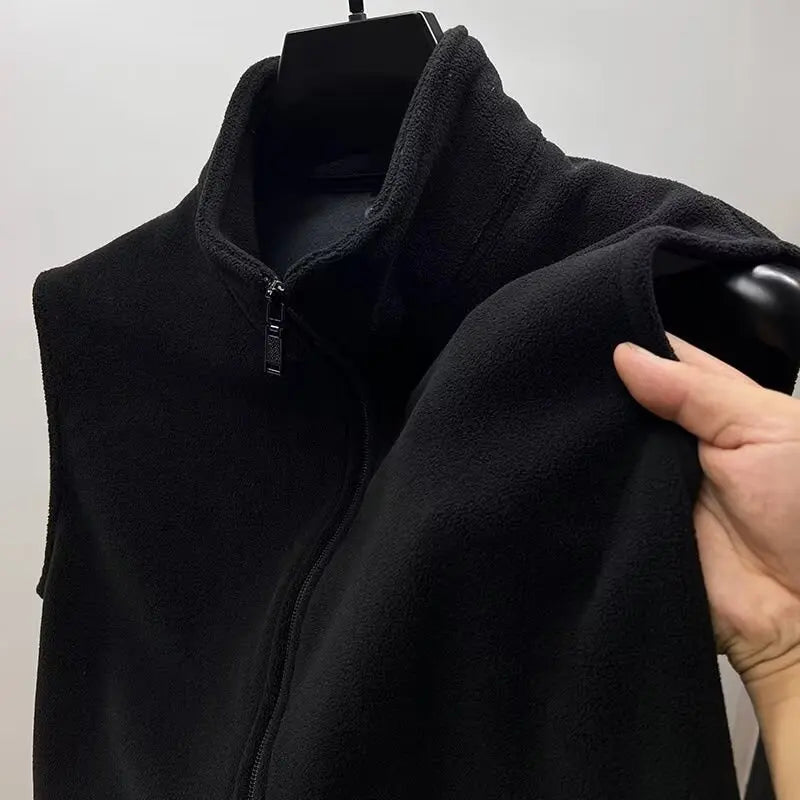 Double-Sided Fce Zipper Jaet Thiened Warm Svel Autumn Winter Men's Vest Faionable Casual Sle Youth ular