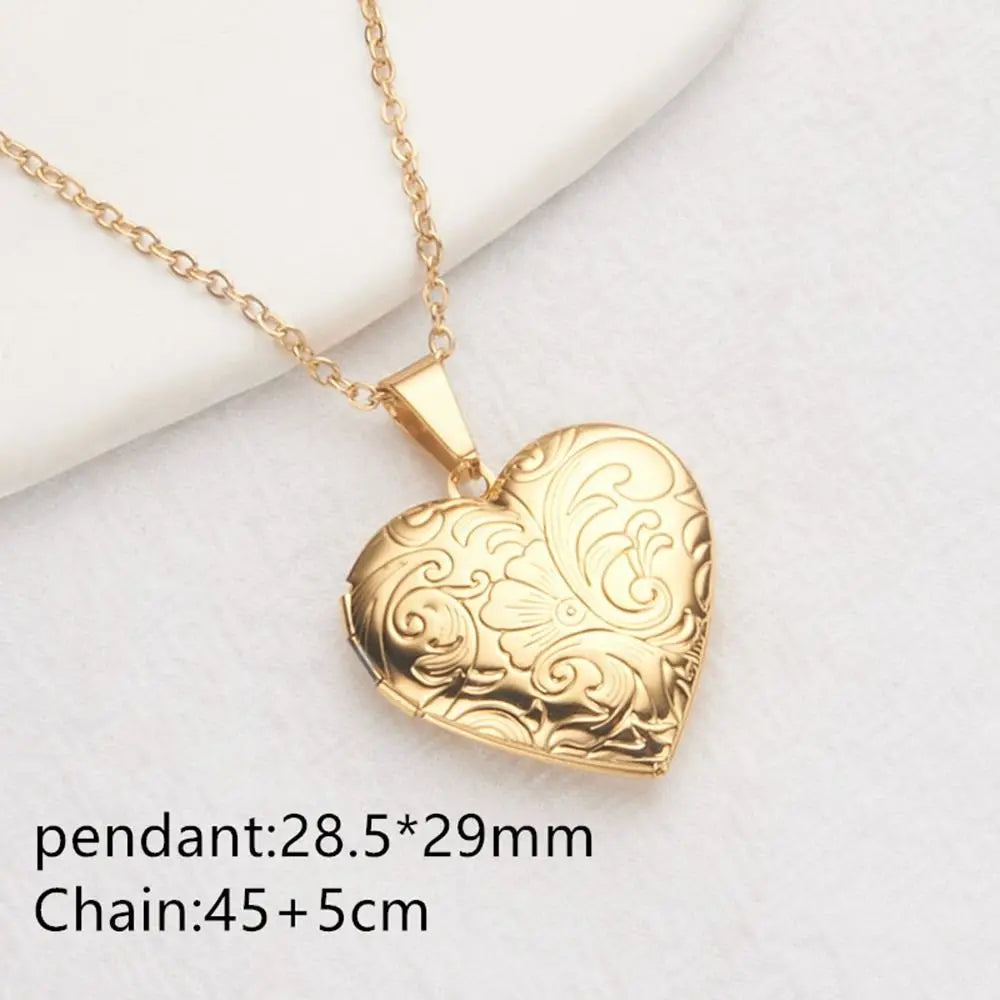 DIY Necklace Photo Picture Locket Necklace New Valentine's Day Openable Floral Heart Necklace Heart Locket Necklace