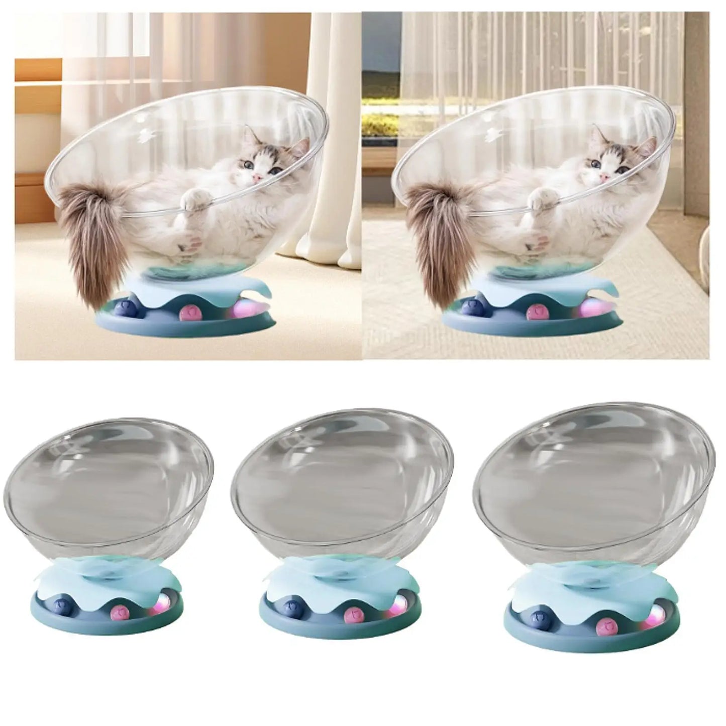 Space Capsule Cat Bed Activity Center Breathable Universal Transparent Stable Pet Supplies Hammock for Indoor Cats Kitten