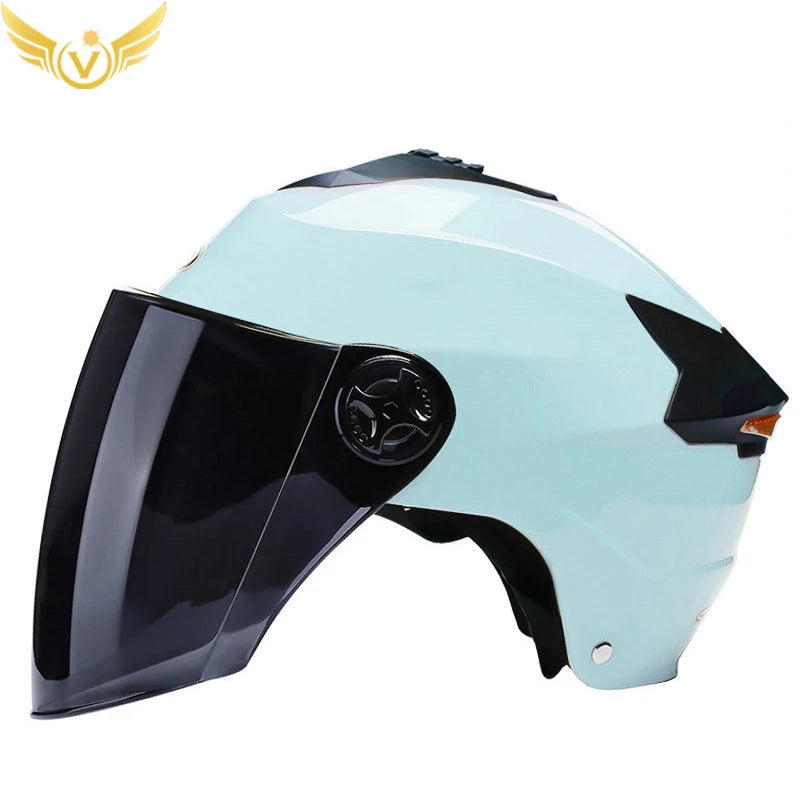 Motorcycle Helmets With Led Lights Moped Helmet Electric Scooter for Men Women With Double Visor Rechargeable Bicycle Light Bike
