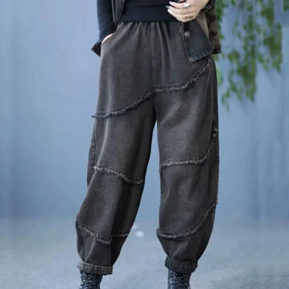 Amax luluE Spring Fashion Denim Pants Womens Vintage 2024 Classic Jeans Ladies Leisure Loose Harem Trousers Females Streetwear