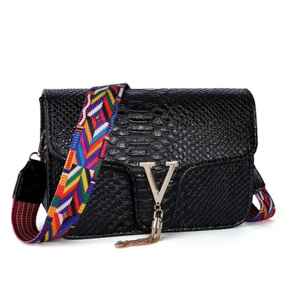 Crocodile Chain Small Crossbody Bags for Women,Black Luxury Brand Shoulder Bag,European Female Fashion Trend New Design Handbags