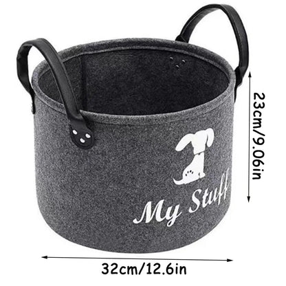 Felt Pet Toy Box Pet Toy Storage Basket Dog Toy Box Special Storage Basket for Organizing Pet Supplies Blanket Pet Storage Box