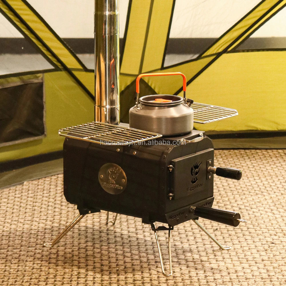 Wholesale Portable Mini Bell Tent Stove Foldable Outdoor Winter Camping Kitchen With Hot Heating Wood Burning Feature