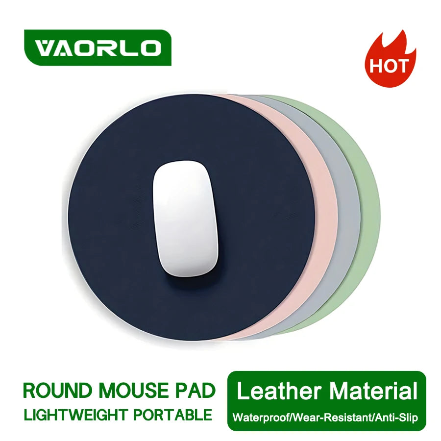 Round Mouse Pad Single-sided Solid Color Universal Non-slip Pad Mouse Pad Suitable for Laptop Office Leather Gaming Mouse Pad