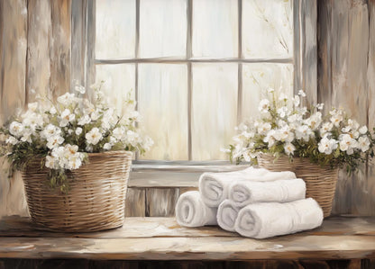 Classic Oil Painting Laundry Room with Clothes Hanging Poster Canvas Art Painting Printing Home Room Wall Pictures Decor Gift