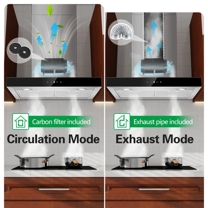 Topstrong 60cm Wall Mounted 400m³/h A+++ LED Touch Control Stainless Steel Extractor Fan Quiet 52dB Kitchen Hood