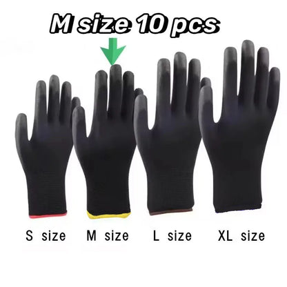 10 Pairs Durable Safety Gloves - Anti-Slip, Wear-Resistant, ESD Protection for Gardening & Woodworking
