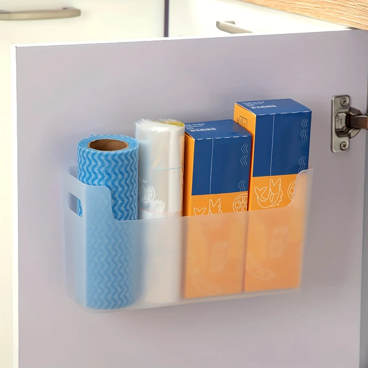 WORTHBUY Multifunctional Plastic Kitchen Storage Organization Punch Free Wall-Mounted Cabinet Storage Box For Kitchen Accessorie