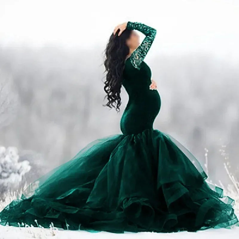 Dress Long Women's Pregnancy Dress Photography Maxi Gown For Pregnant Baby Shower Clothing Sexy Lace Tulle Maternity Photoshoot