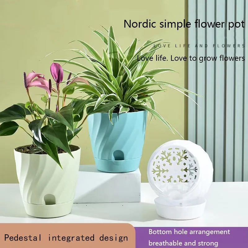 Plastic Flower Pots for Balcony, Simple and Breathable, High-end Planting, Home