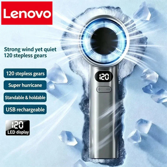 Lenovo Mini Handheld Fan 120 Speed Portable Bladeless Desktop Fans Rechargeable Instant Cooling With Ice Mode For Men Women New