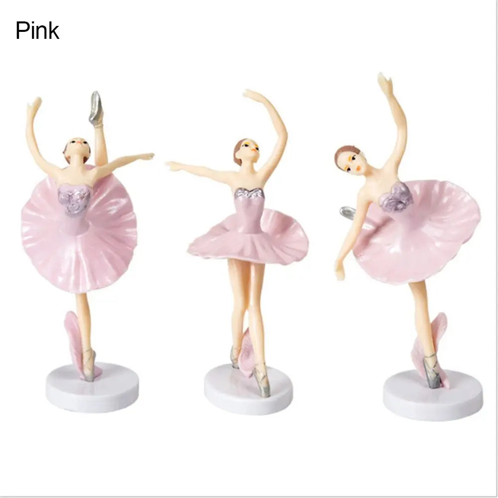 3Pcs Baby Shower Birthday Supplies Cake Decor Party Baking Girl Doll Cake Topper Cupcake Topper Ballet Girls