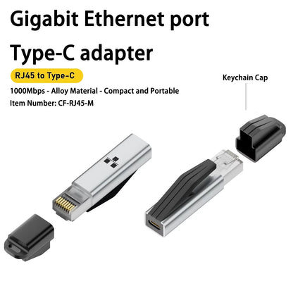 USB-C Female to RJ45 Male Gigabit Ethernet Adapter 1Gbps Portable Network Card for Laptops Macbook Pro Switch Router